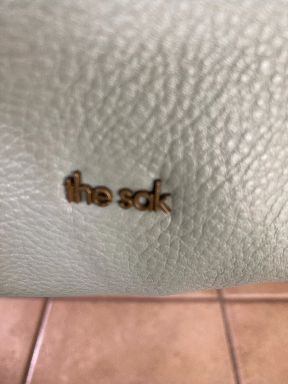 The Sak Leather Tote Bag in Light Sage with Contrast Brown Handles